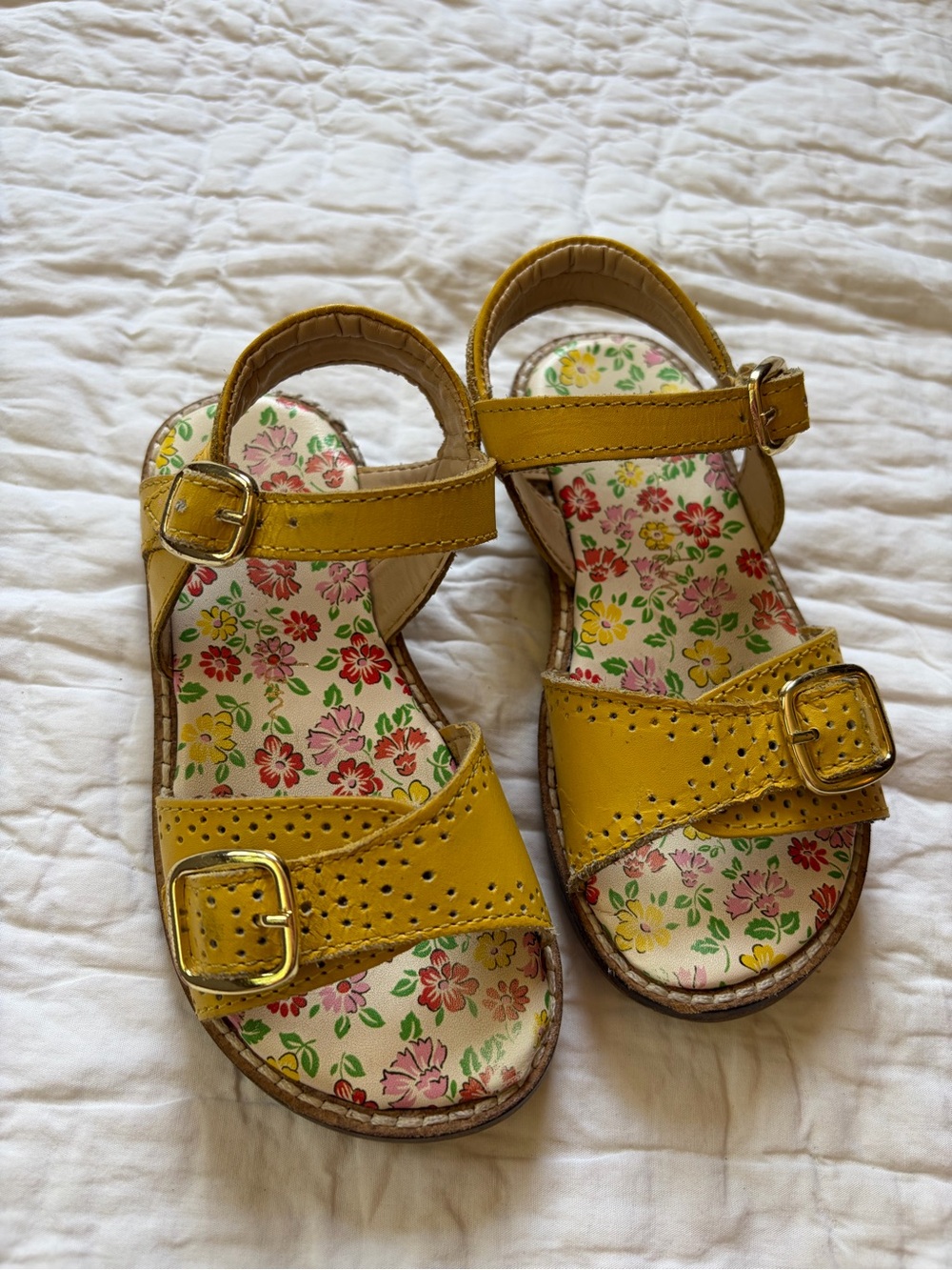 Girls' Yellow Floral Sandals - Mini Boden